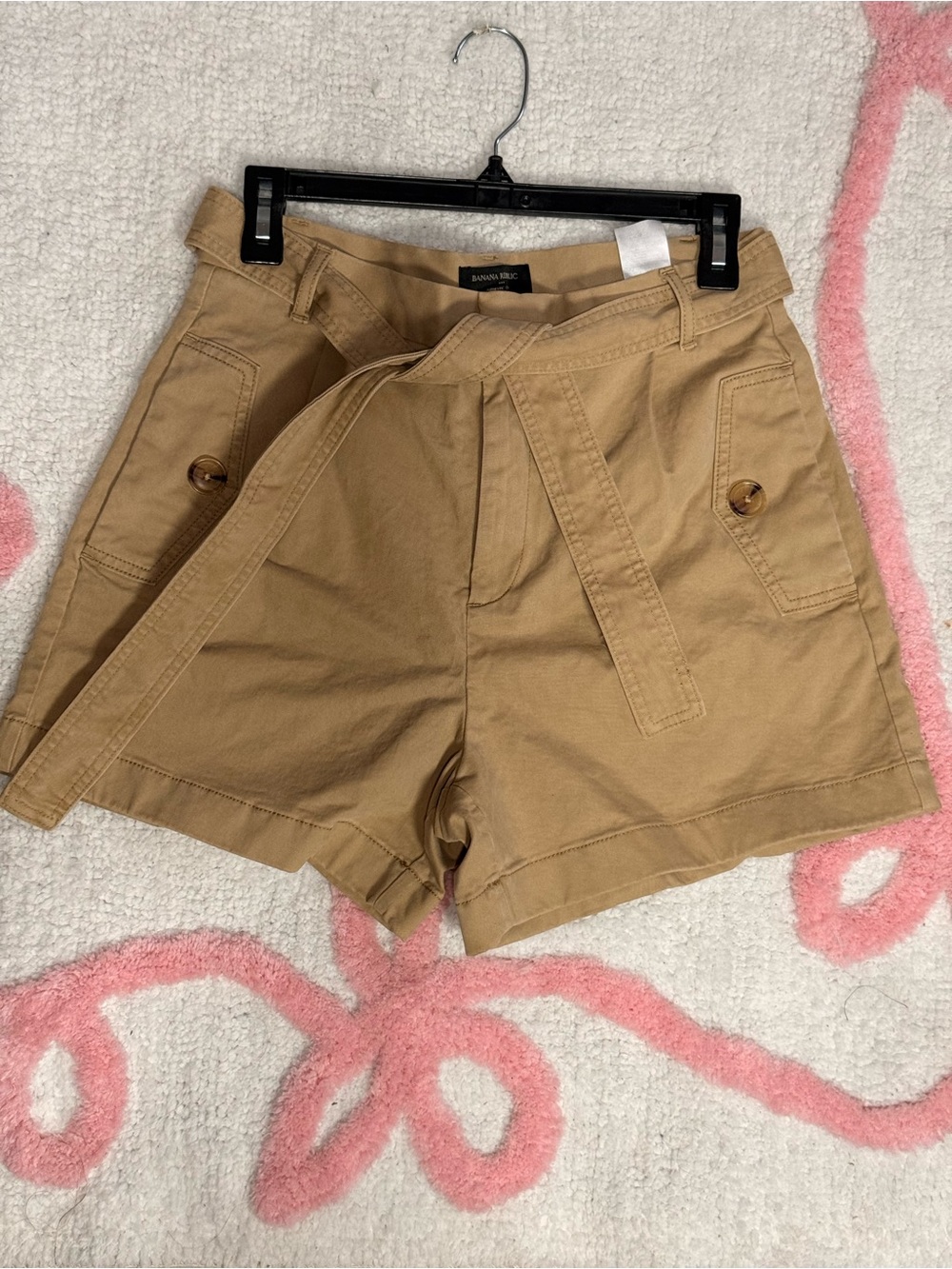Banana Republic Tan High-Waist Tie Utility Shorts